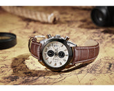 MEGIR 2020G Mens Military Wrist Watch Chronograph Multifunction 3ATM Waterproof Quartz (Brown) - Zamana.pk